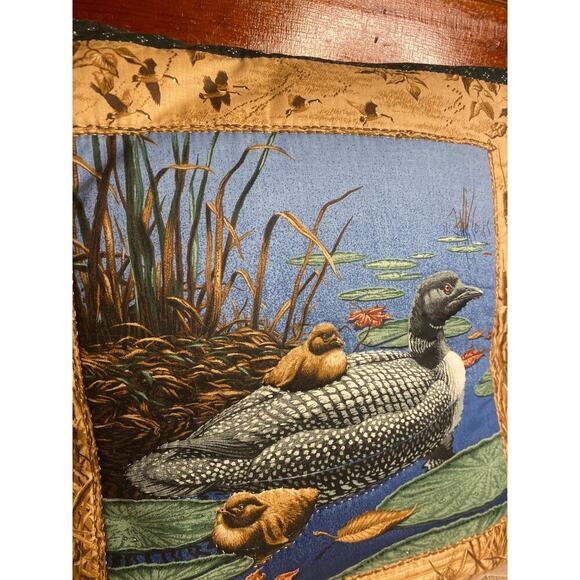 VINTAGE Loon Square Decoration Up North Baby Duck Pillow - Picture 2 of 3